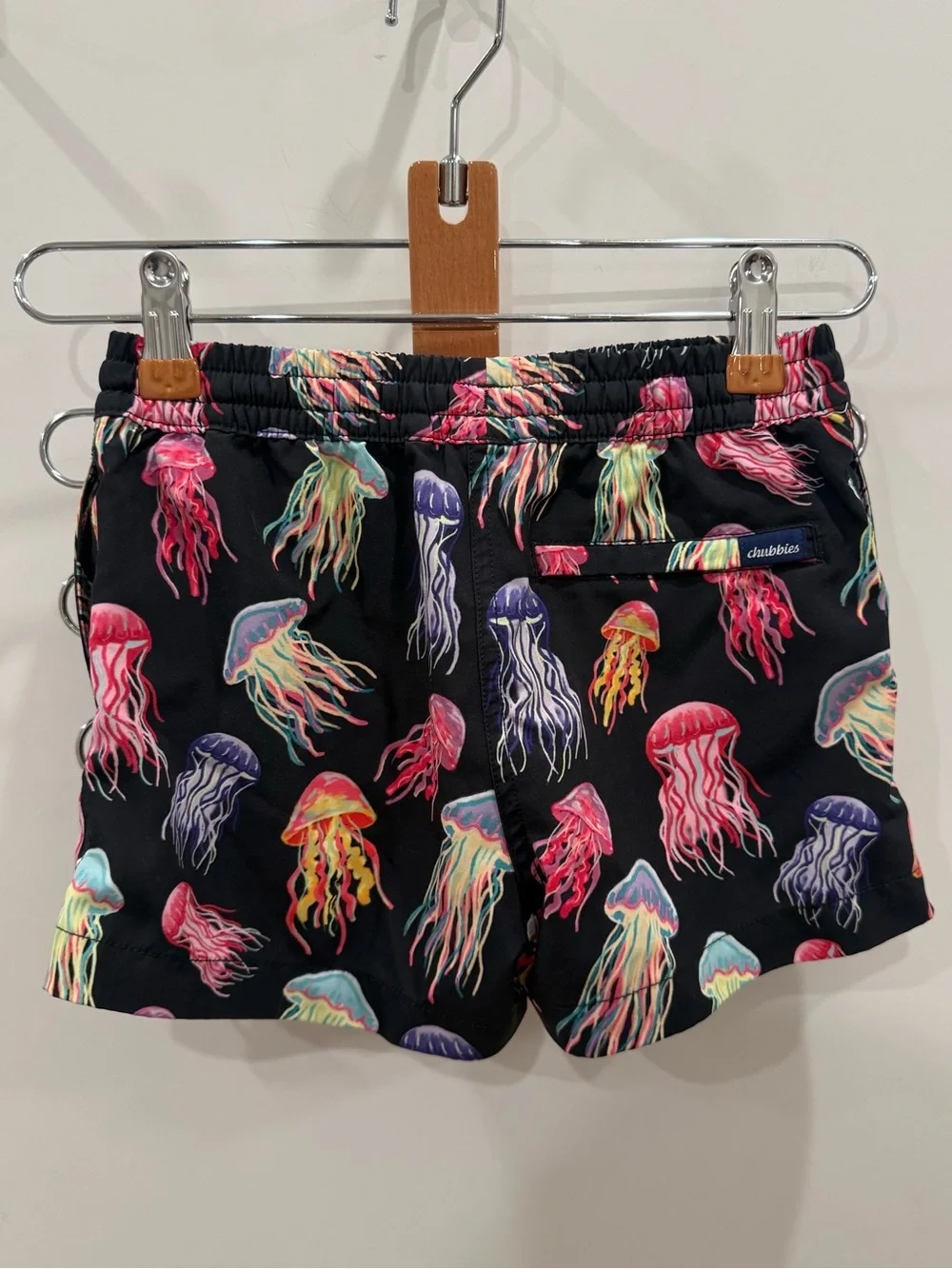 chubbies Black Jellyfish Print Swim Shorts with Multicolor Accents